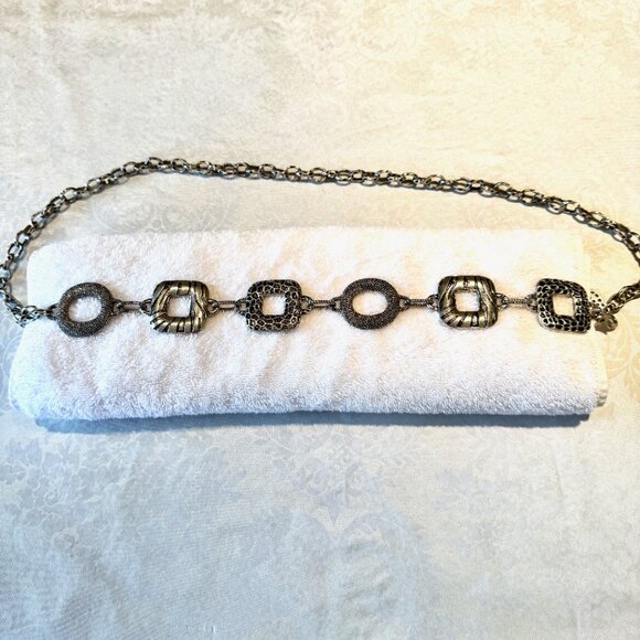 Women’s Vintage Silver Antiqued Metal Chain Belt - M/L - Picture 2 of 10